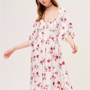 NWT For Love and Lemons Rosie Dress Sz Medium Red and White Floral Midi Maxi